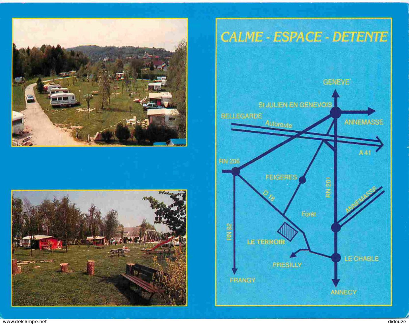 74 - Saint-Julien-en-Genevois - Camping le terroir - Multivues - Carte géographique - CPM - Voir Scans Recto-Verso