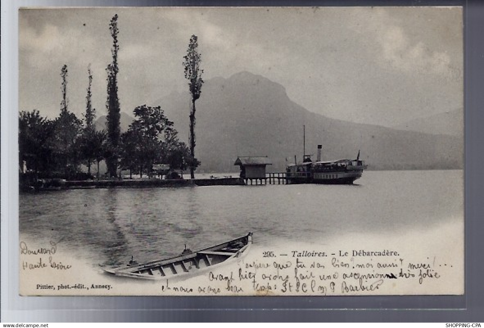 74 - Talloires - le débarcadère - Voyagé - Dos non divisé