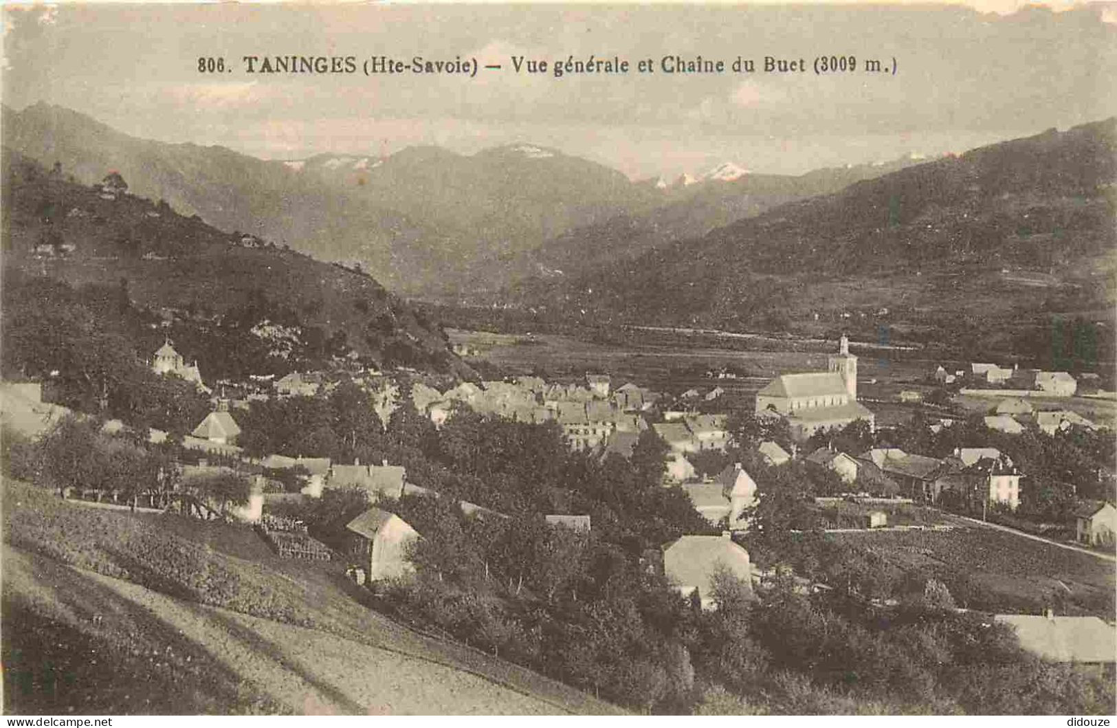 74 - Taninges - Vue générale et chaine du Buet - CPA - Voir Scans Recto-Verso