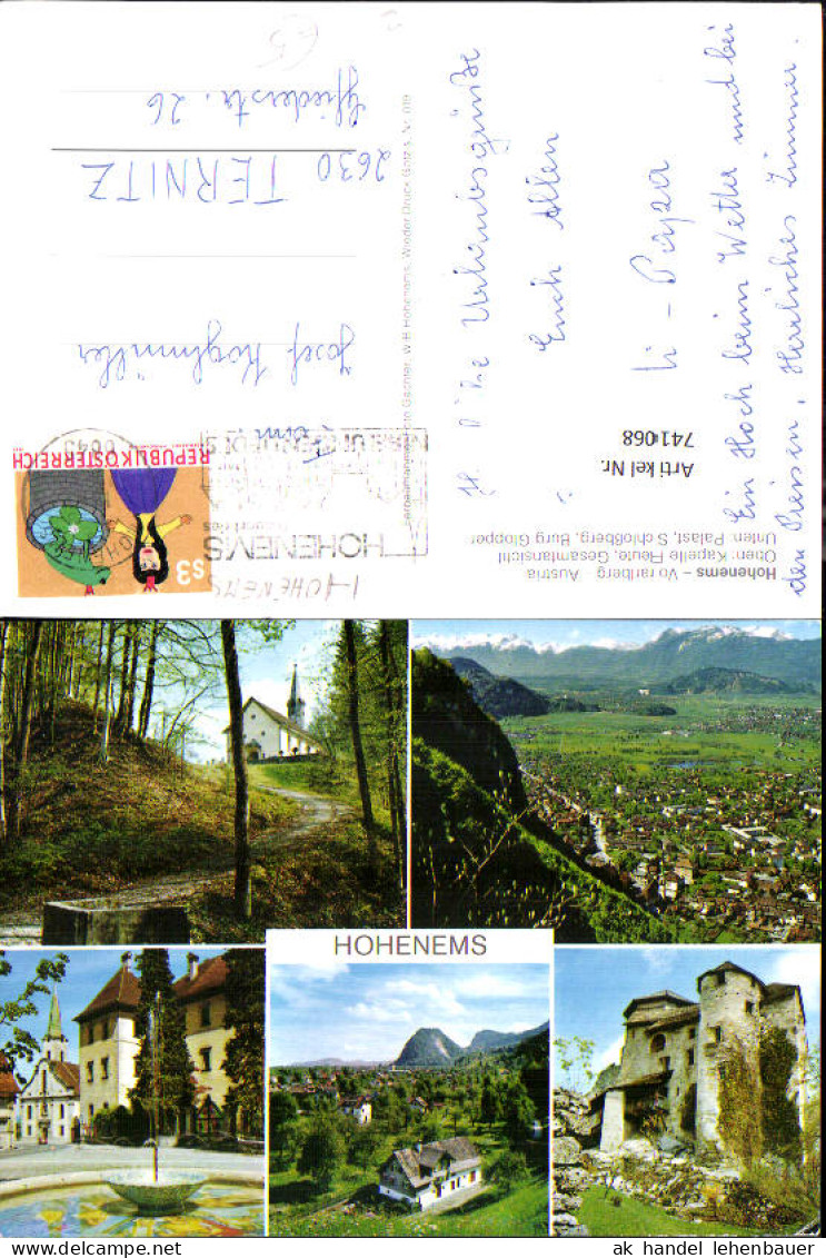 741068 Mehrbild AK Hohenems Kapelle Reute Gesamtansicht Palast Schloßberg Burg Glopper