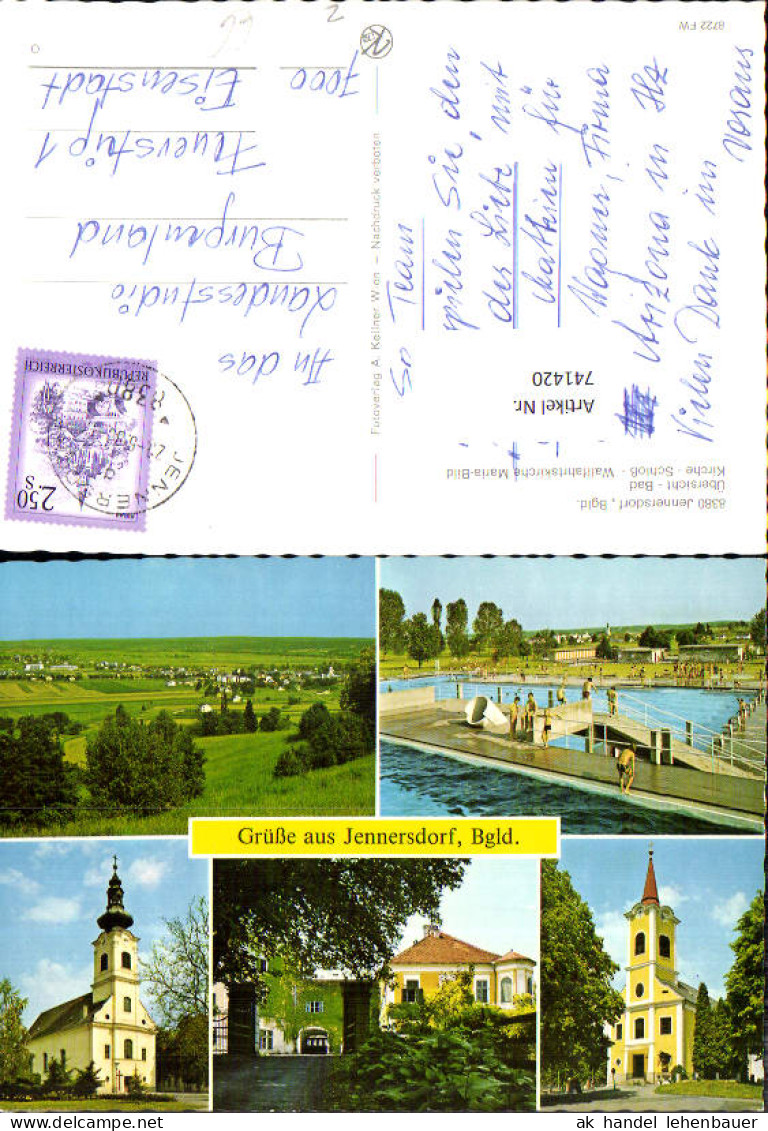 741420 Mehrbild AK Jennersdorf Totale Kirche Schwimmbad Schloss Wallfahrtskirche Maria-Bild