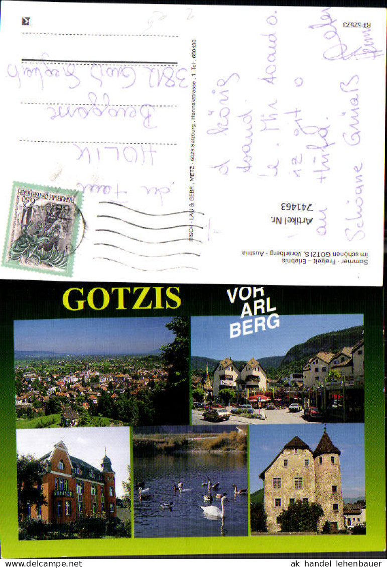 741463 Mehrbild AK Götzis Ansichten Schwäne Schloss Burg