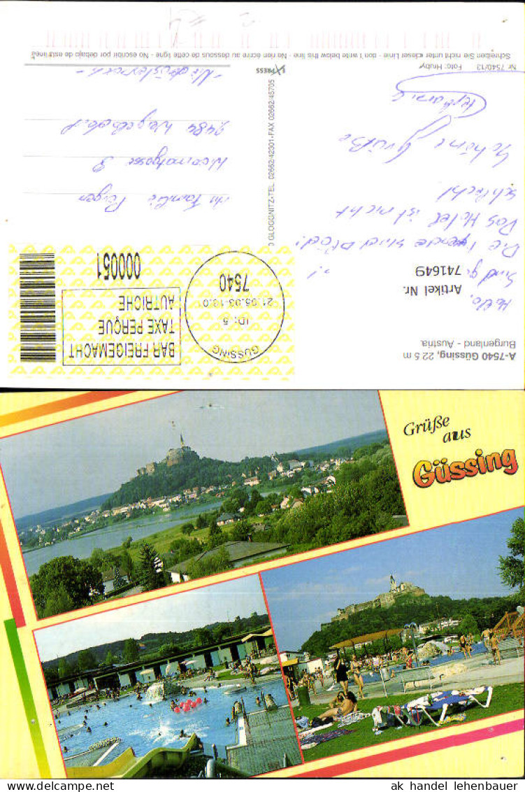 741649 Mehrbild AK Güssing Ansicht m. Burg Schwimmbad