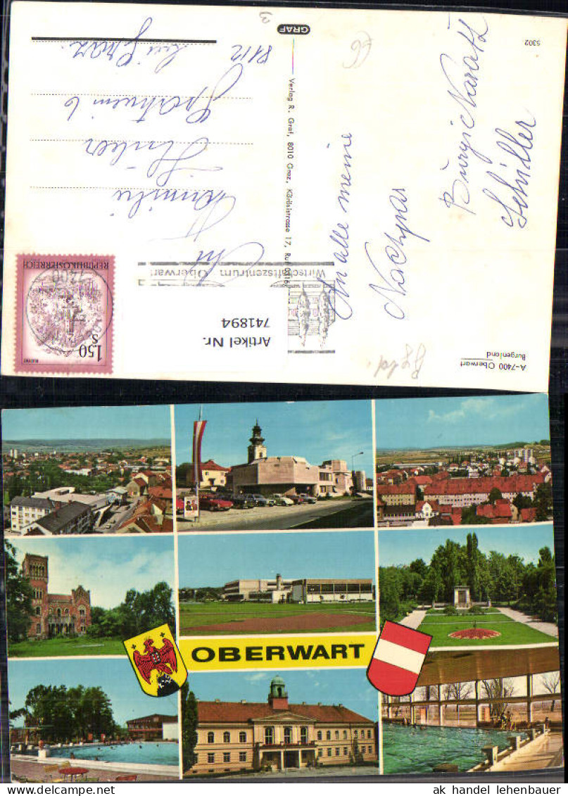 741894 Mehrbild AK Oberwart Rathaus Freibad Hallenbad Schule Osterkirche