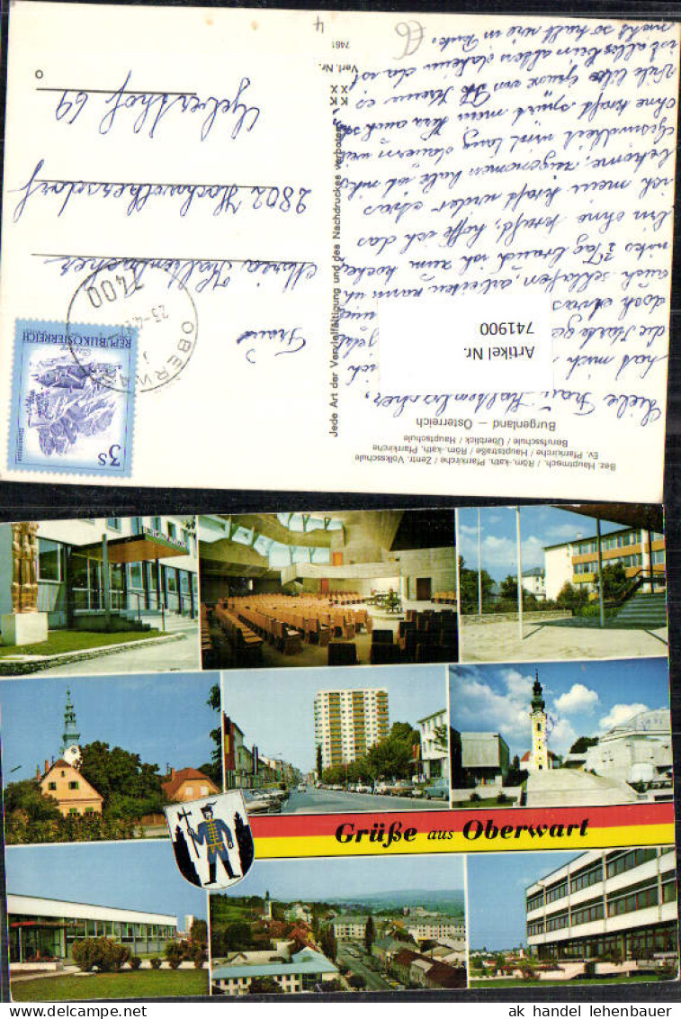 741900 Mehrbild AK Oberwart Pfarrkirche Volksschule Hauptstraße Berufsschule