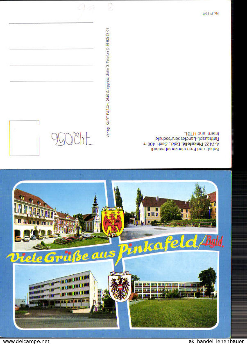 742056 Mehrbild AK Pinkafeld Rathausplatz Landesberufsschule Intern. u. HTBL