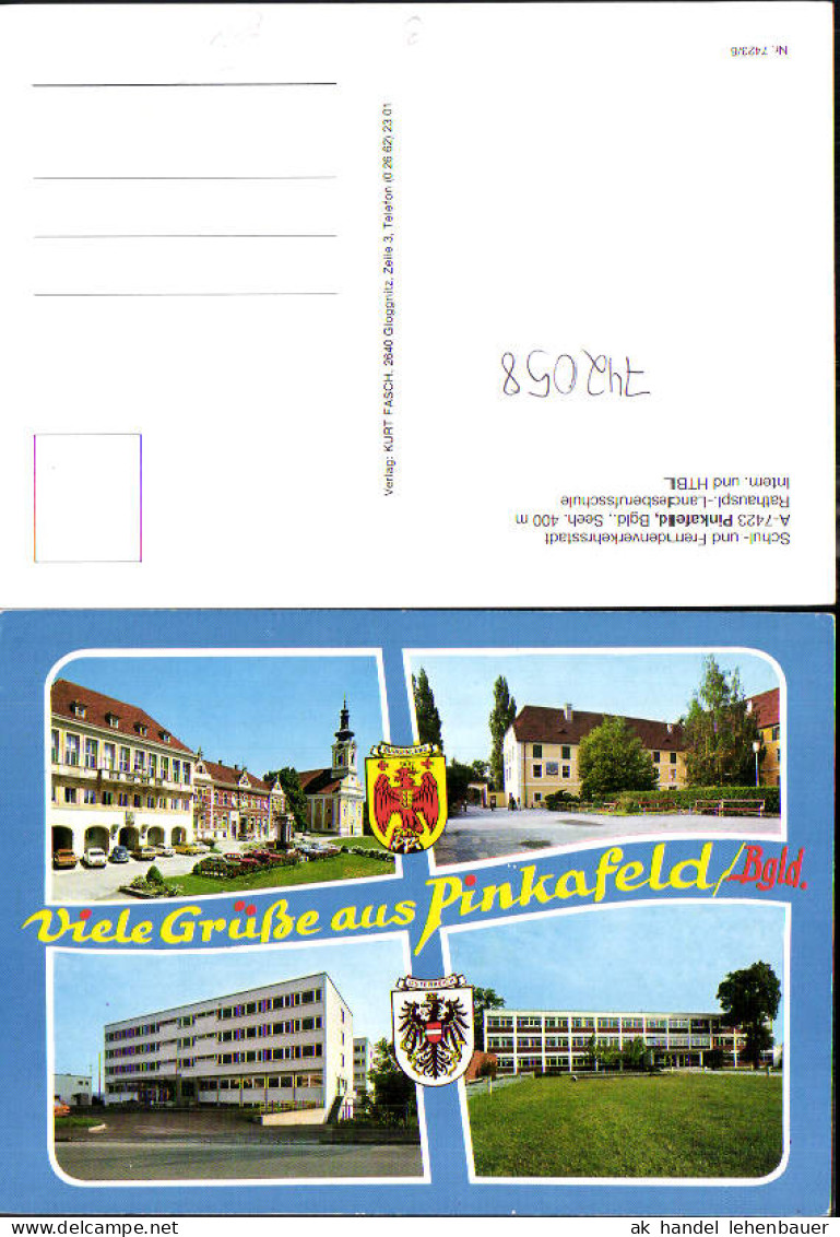 742058 Mehrbild AK Pinkafeld Rathausplatz Landesberufsschule Intern. u. HTBL
