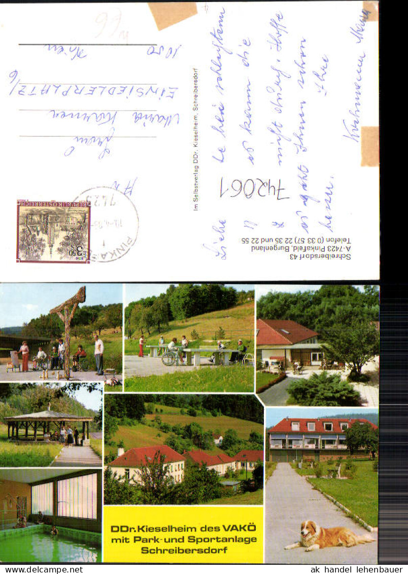 742061 Mehrbild AK Schreibersdorf b. Pinkafeld Ddr. Kieselheim des VAKÖ Hallenbad Hund Tischtennis
