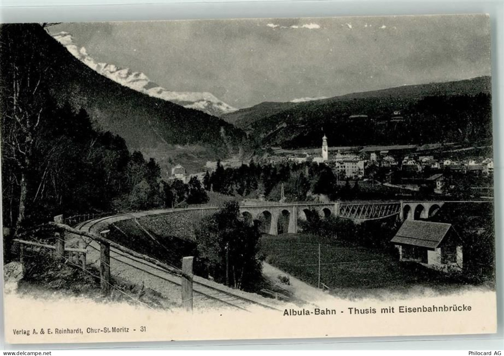 7430 Thusis - Albula-Bahn Thusis mit Eisenbahnbrücke - 10216994