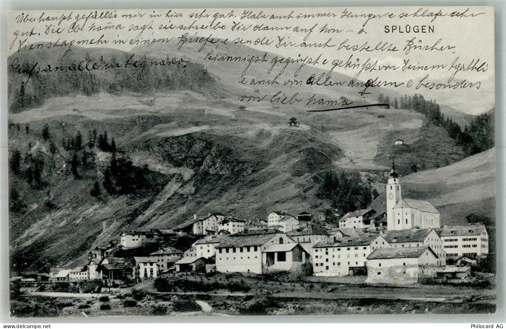 7435 Splügen 1911 Foto AK Kirche - 14007506