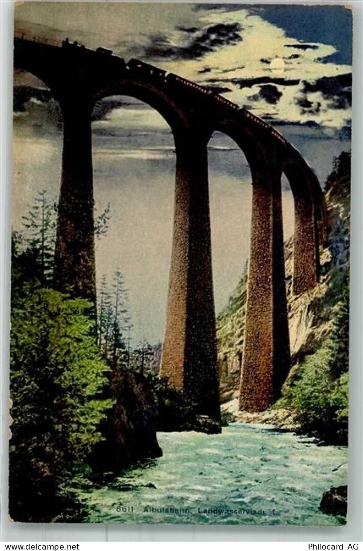 7477 Filisur Mondschein Eisenbahn Albulabahn Landwasserviadult - 38025280