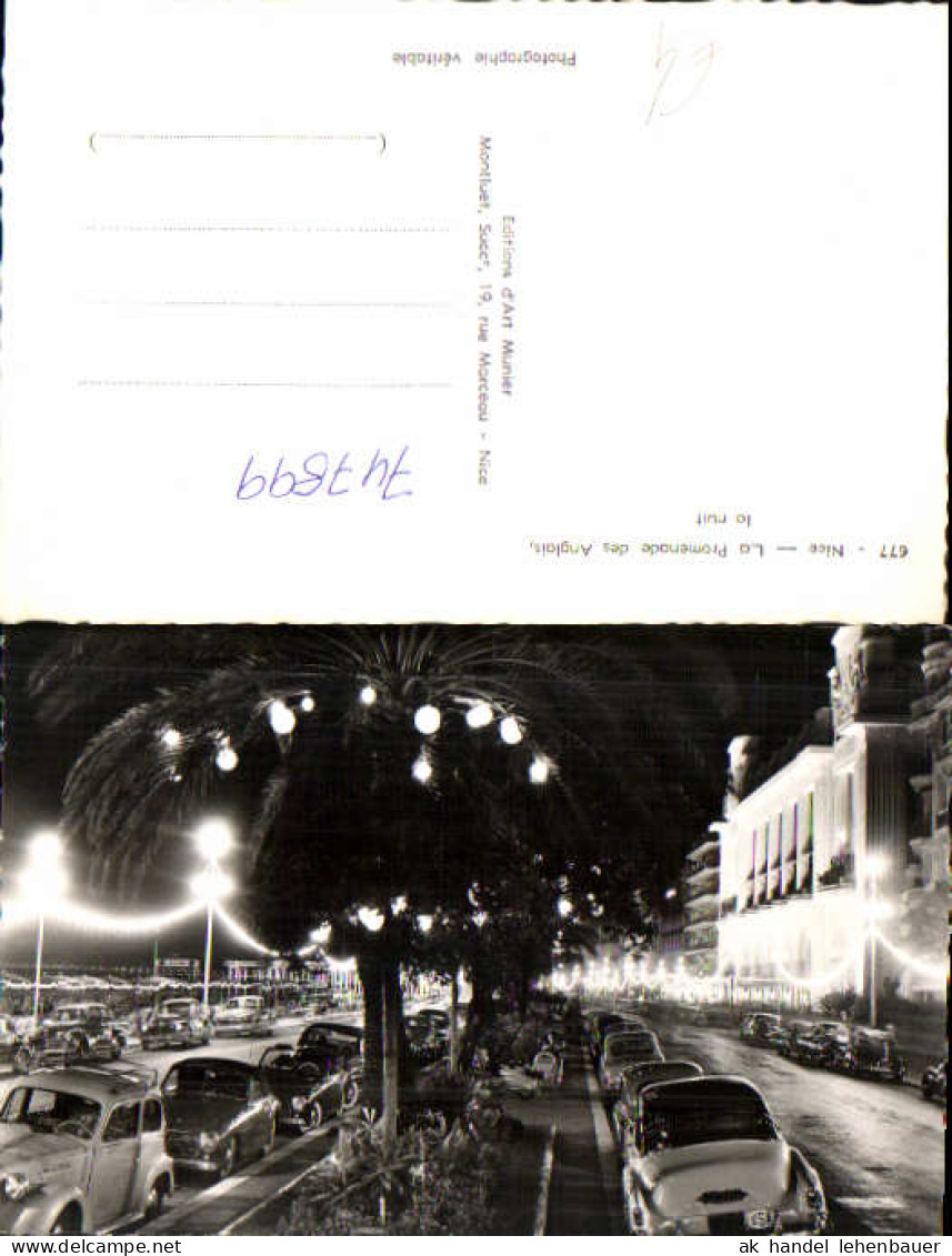 747899 Foto AK Nice Nizza La Promenade des Anglais la nuit Nacht Palme France