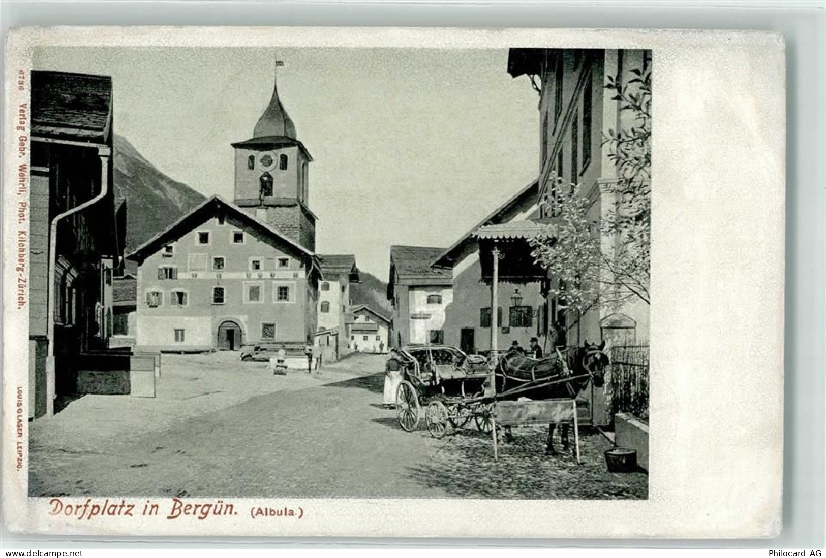 7482 Bergün Bravuogn - Dorfplatz Kutsche - 13197618