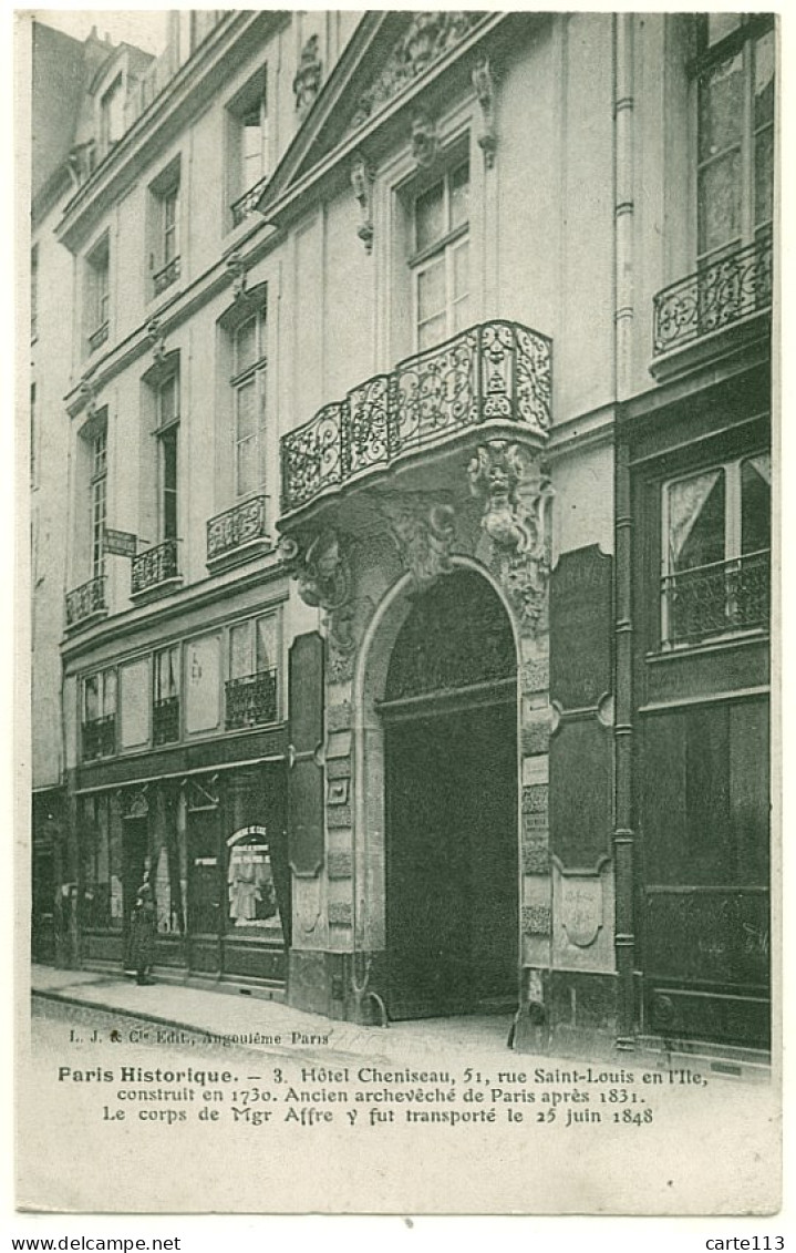 75 - B18261CPA - PARIS ARR. 04 - hotel Cheniseau - paris historique - Très bon état - PARIS