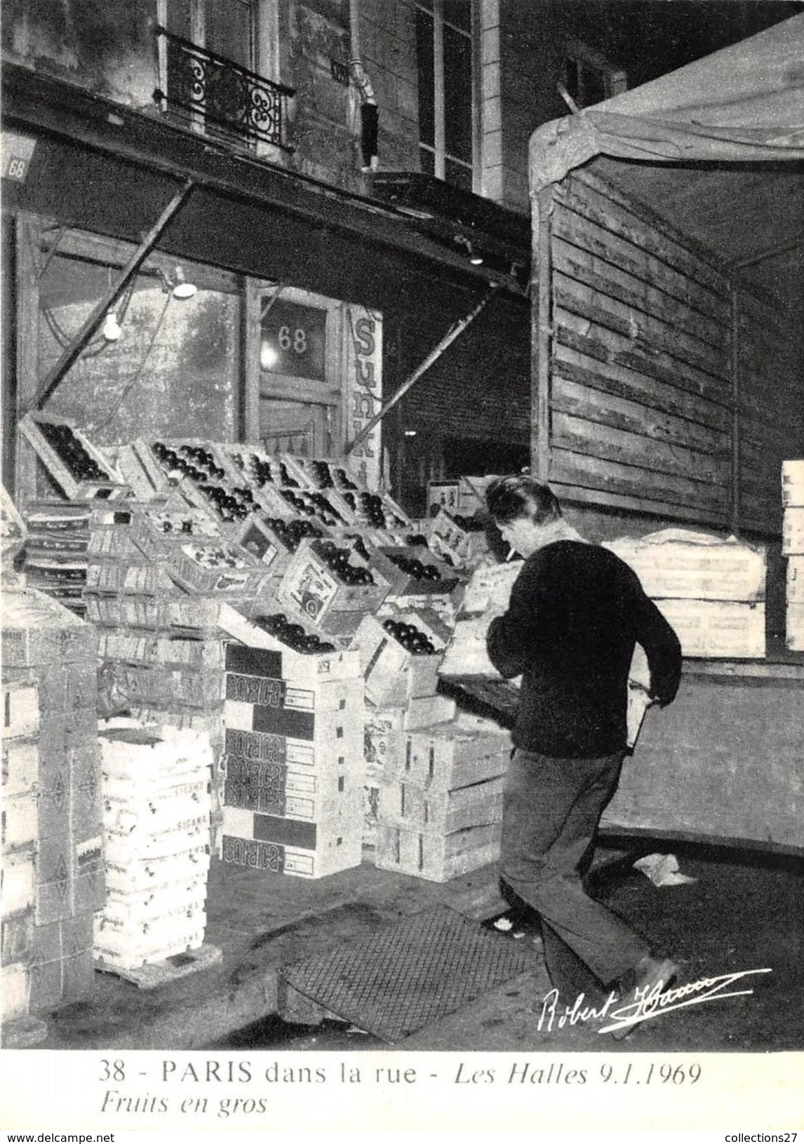 75-PARIS 01- LES HALLES- 9.1.1969, FRUITS EN GROS