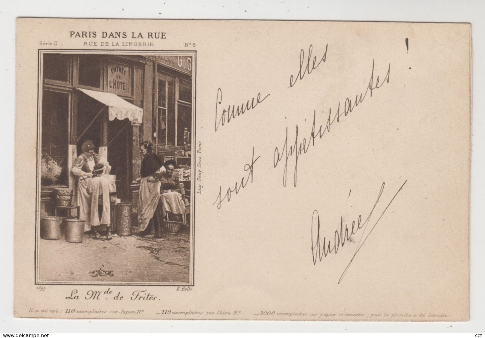 75 - Paris dans la rue : Rue de la lingerie, la marchande de frites   METIER