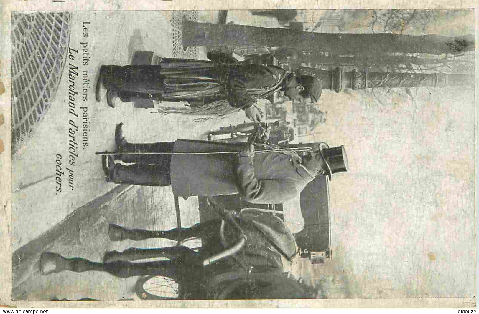 75 - Paris - Les petits métiers parisiens - Le marchand d'articles pour cochers - Animée - CPA - Etat abimée au dos - Vo