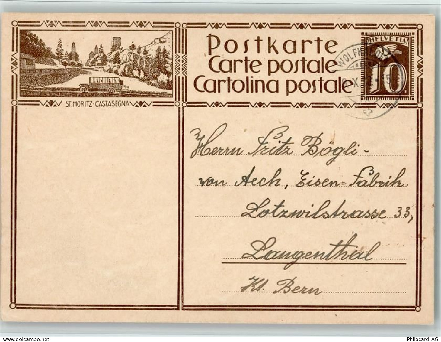 7500 St. Moritz - Castasegna Postkarte Postbus Ganzsache - 12114039