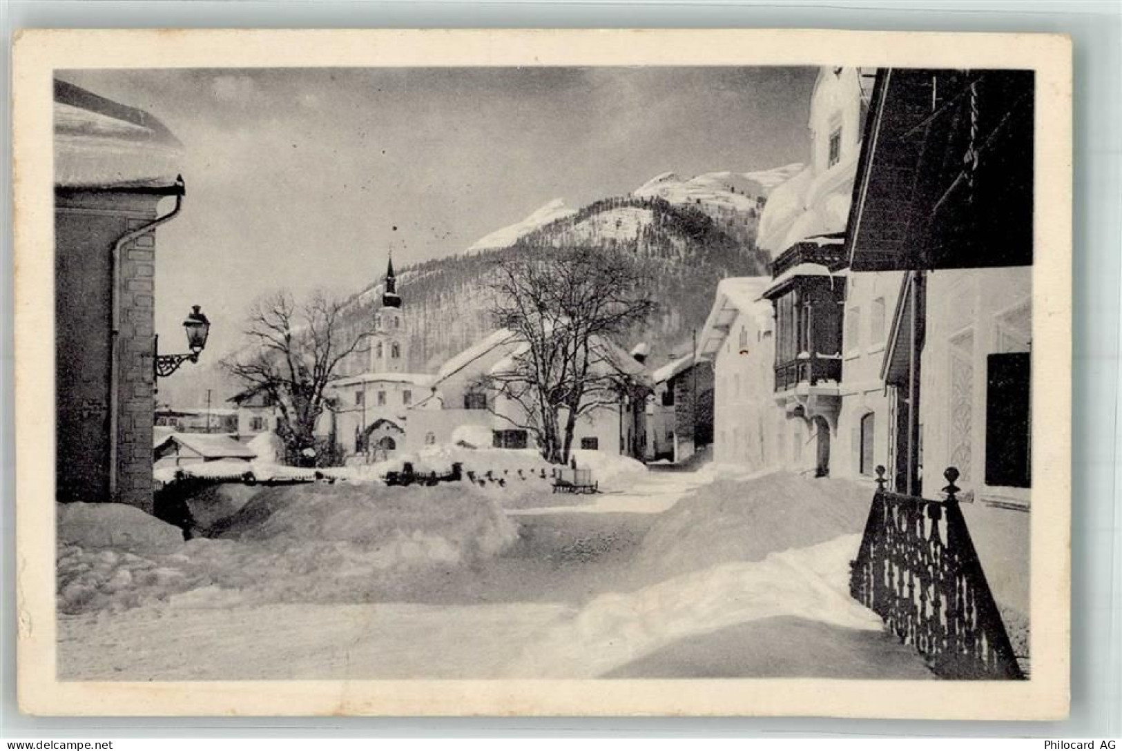 7502 Bever 1929 Winter Dorfpartie Bahnpost Zug 62 - 14000892