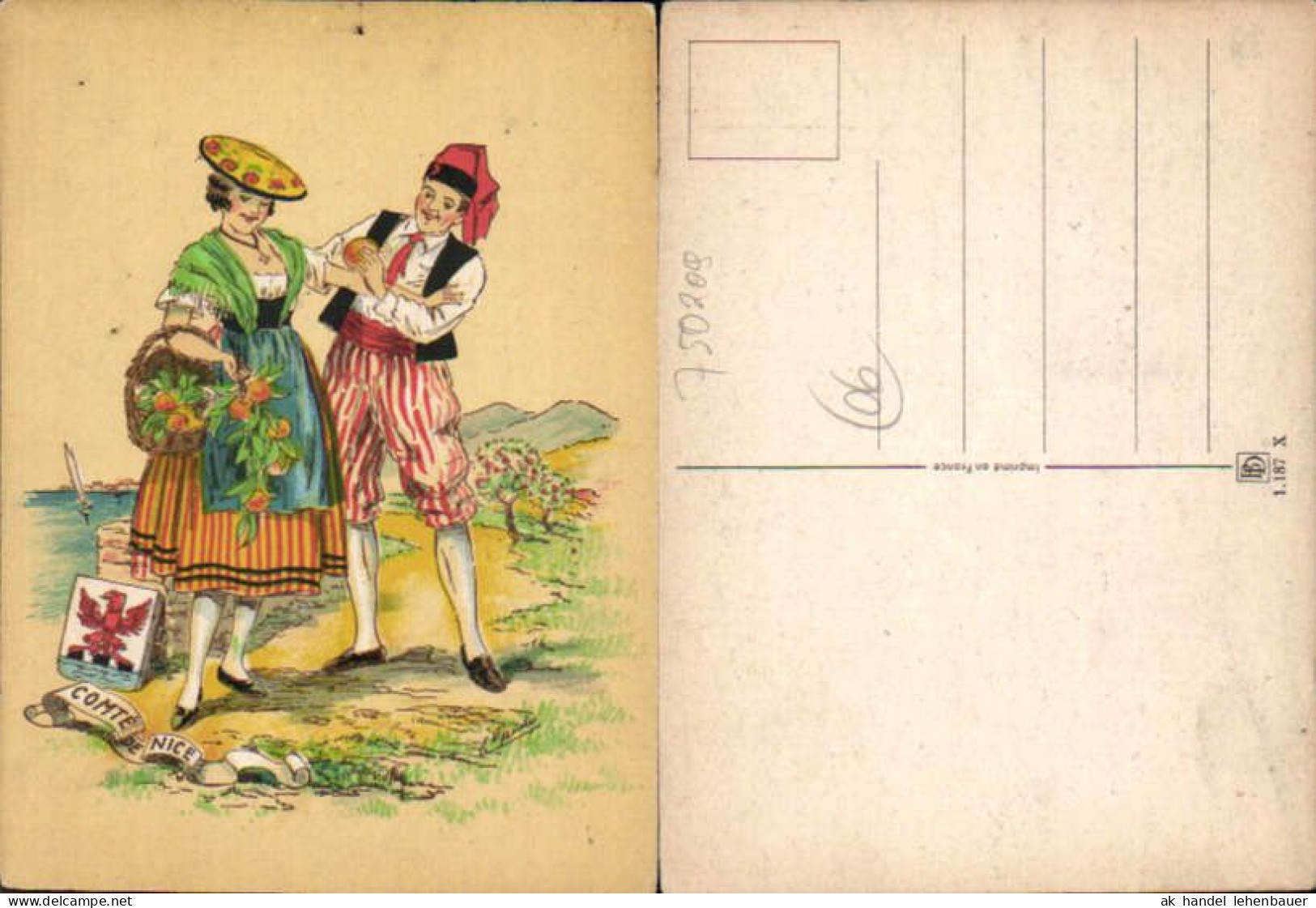 750209 Cote D`Azur French Riviera Nice Nizza Costumes Trachten