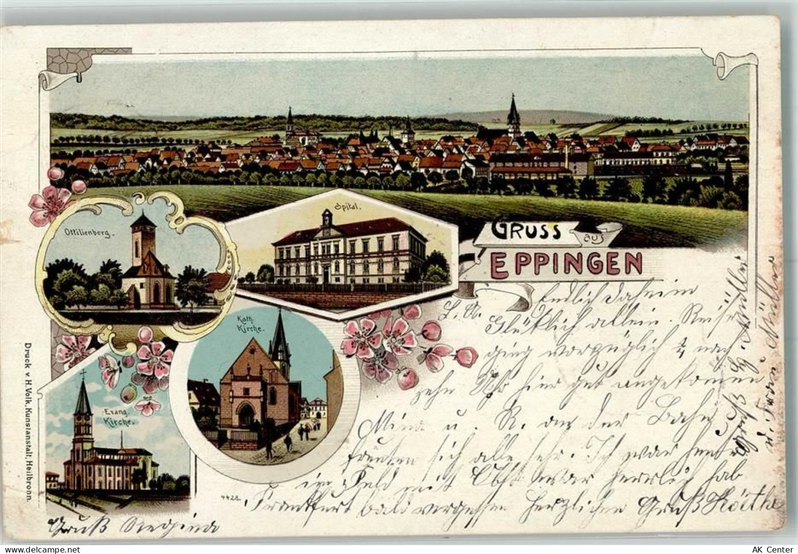 75031 W7519 Eppingen 1900 Lithographie Ottilienberg Spital Kath. u. Ev. ... - 13644635