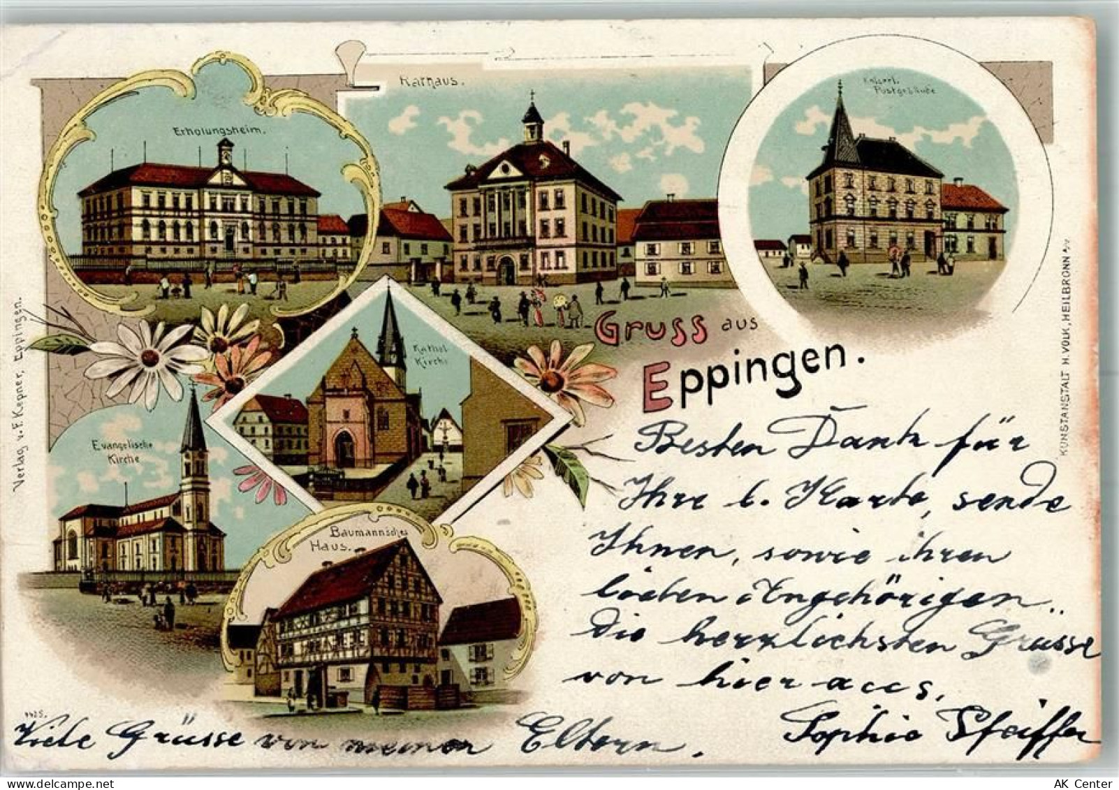 75031 W7519 Eppingen 1905 Lithographie Bahnpost K. Württ 4 XI 05316 Erho... - 13644636