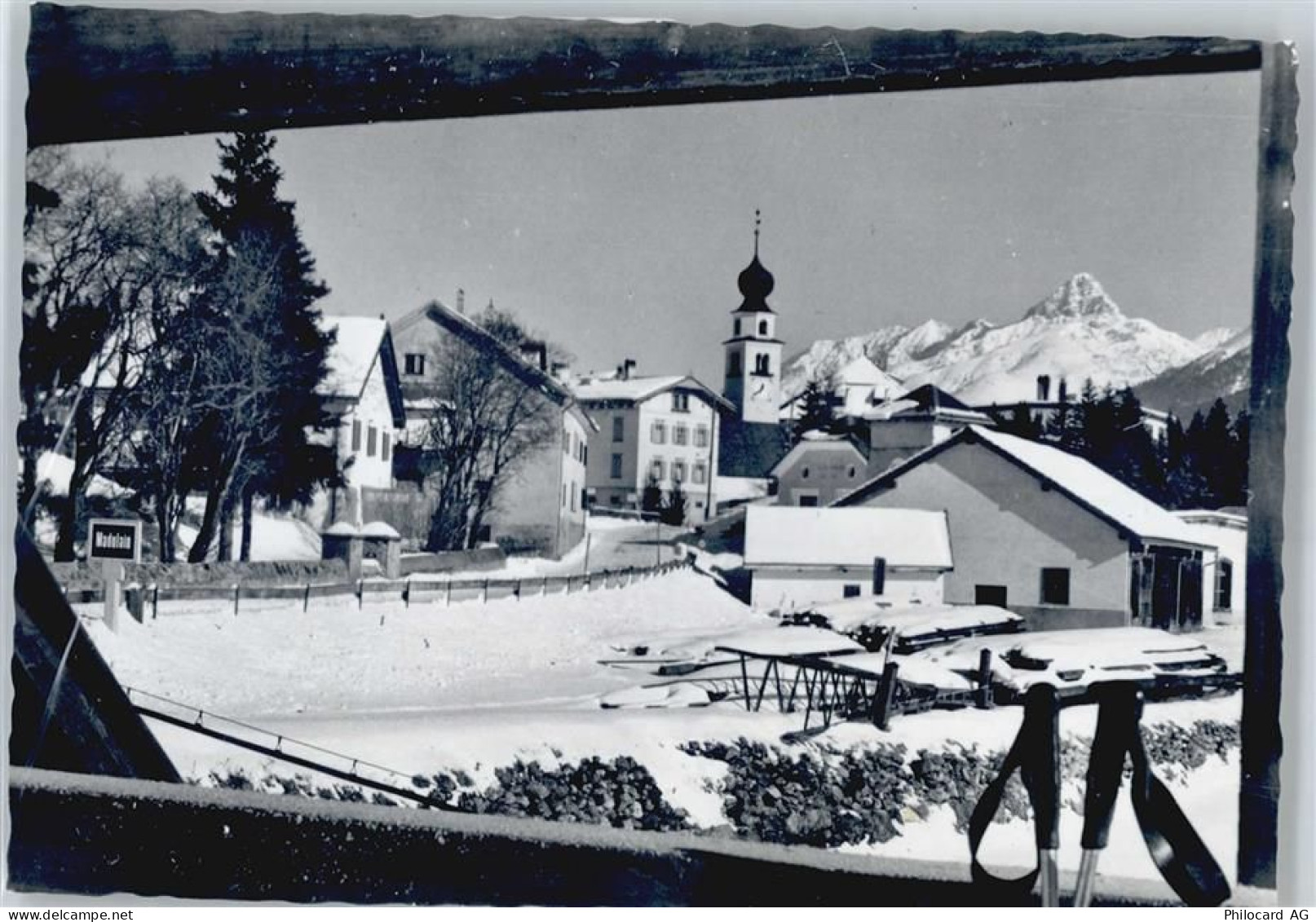 7523 Madulain - Berg Schnee Kirche - 50565484