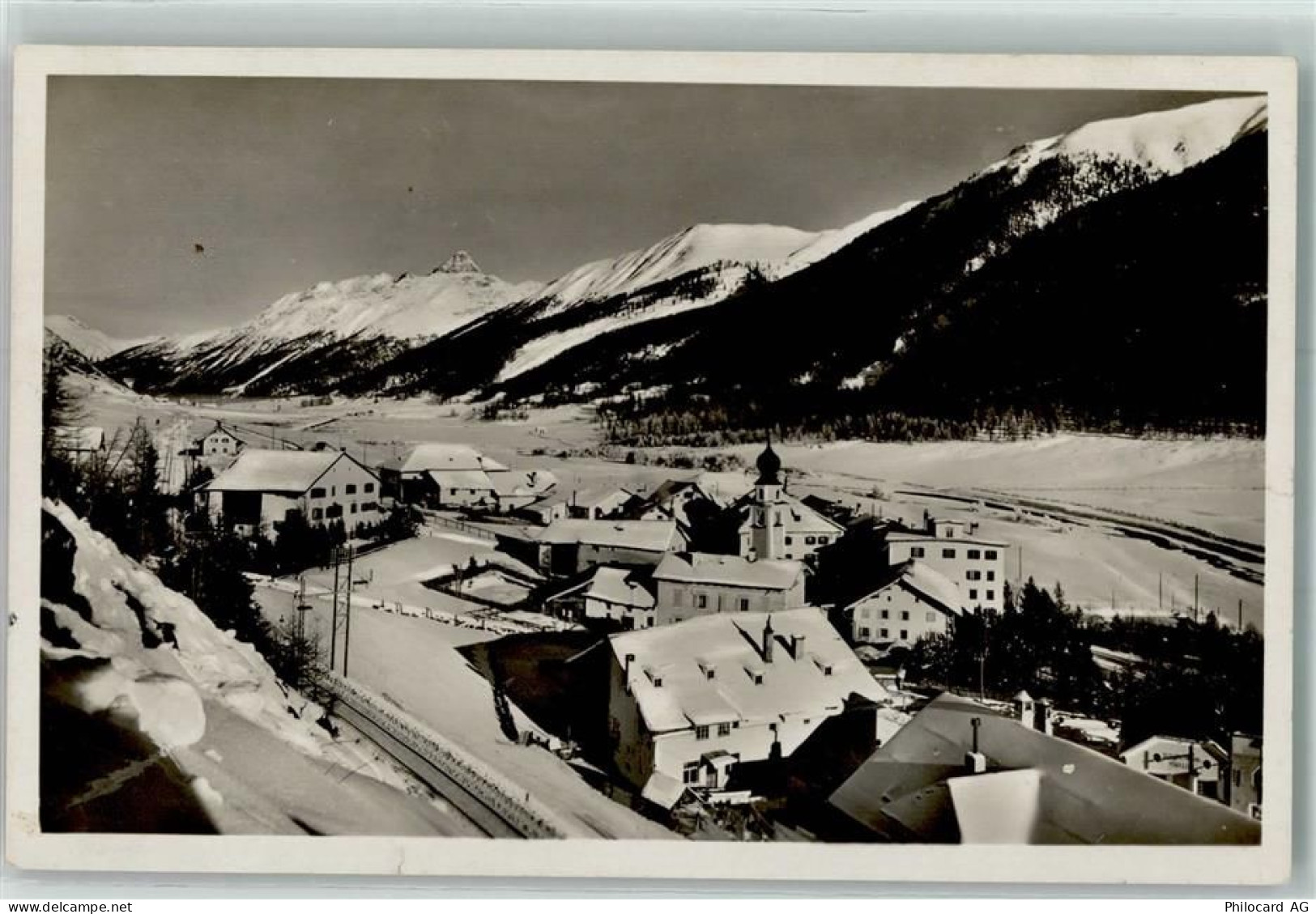 7523 Madulain - Winter Schnee Kirche Gleise - 10586262