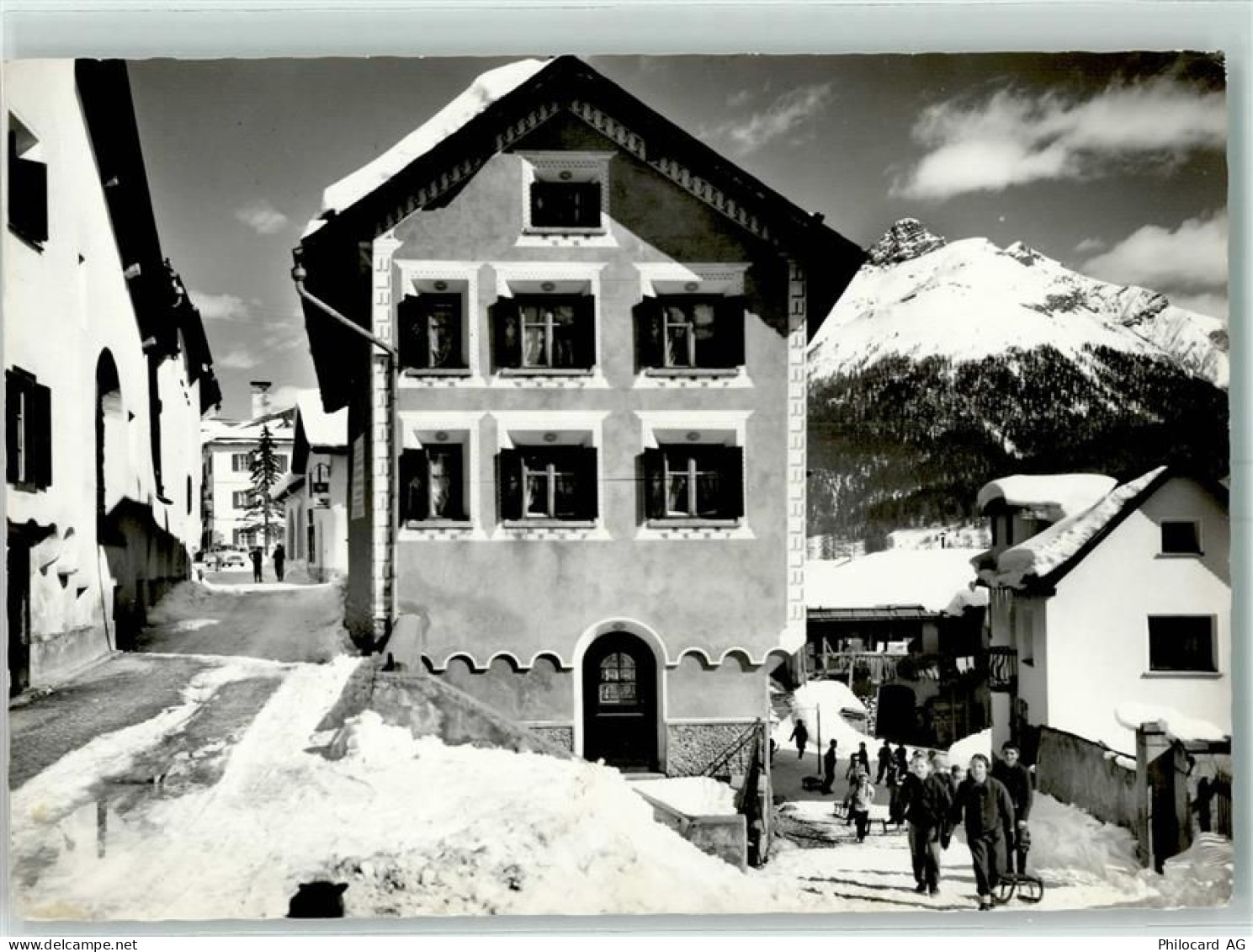 7525 S-chanf - Dorfpartie mit Piz dEsen Winter - 13159028