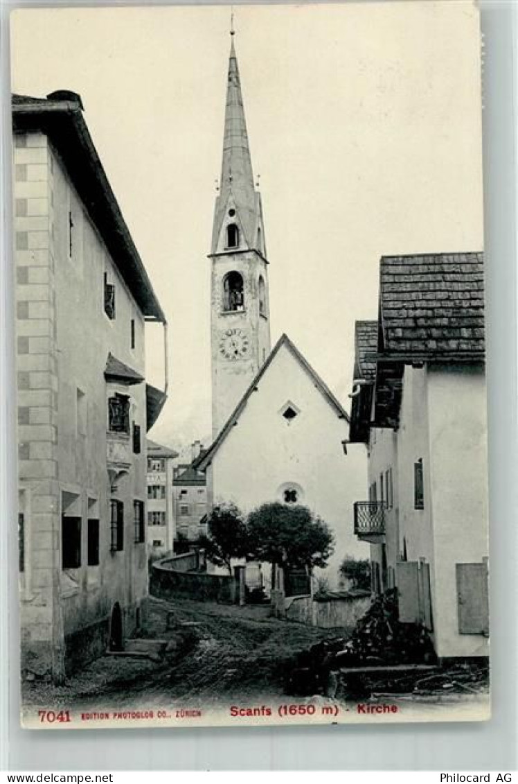 7525 S-chanf Scanfs 1908 Foto AK Kirche - 14000826