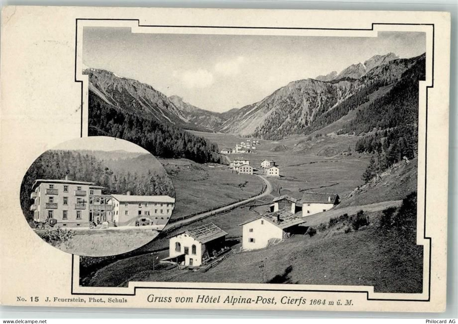 7532 Tschierv 1912 Foto AK Hotel Alpina-Post Cierfs - 13568314