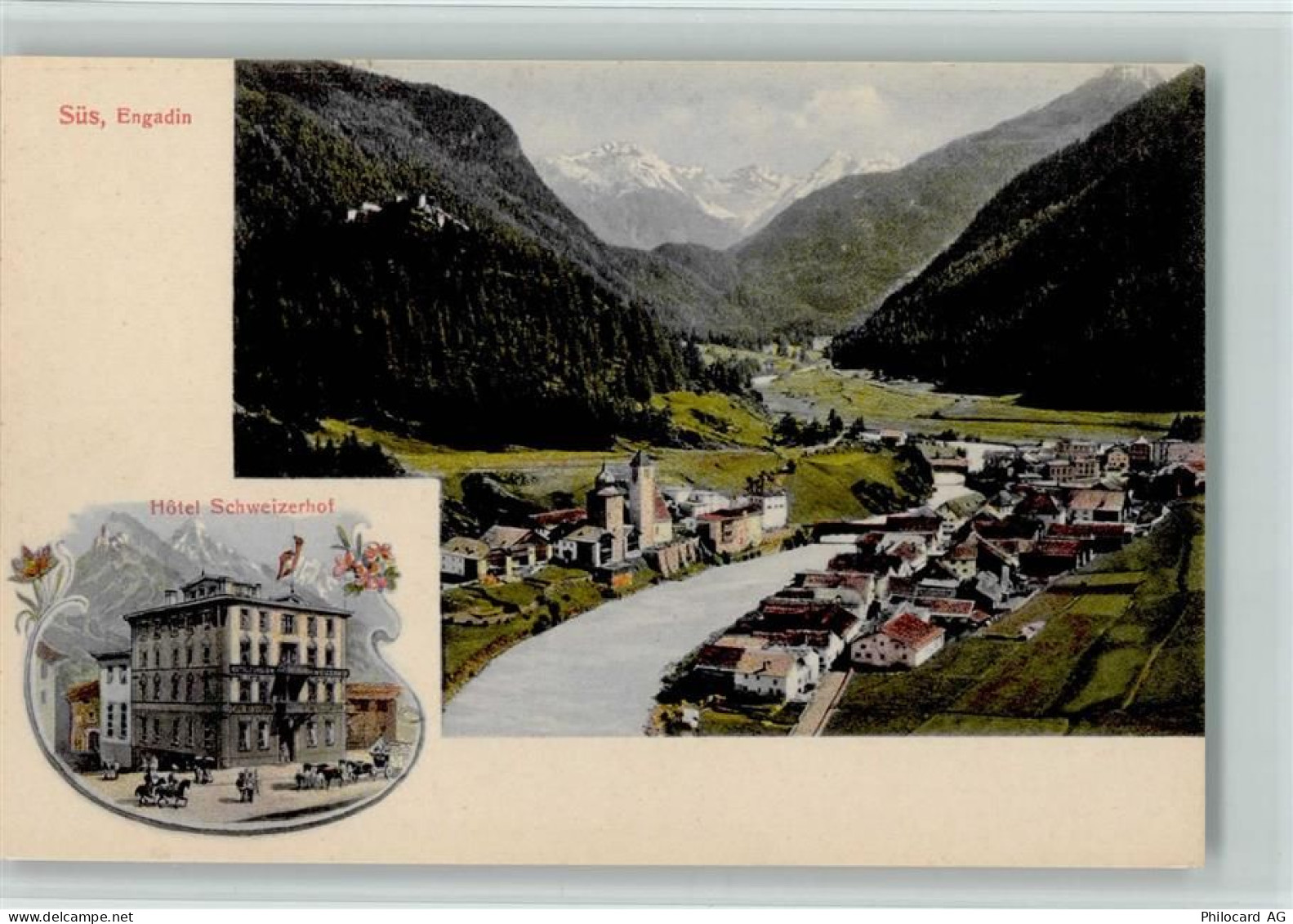 7542 Susch 1908 - Süs - Hotel Schweizer Hof, Verlag Guggenheim Nr. 1092 ... - 13410240