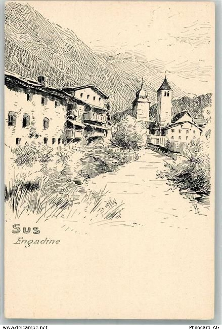 7542 Susch Lithographie / Künstlerkarte - 14000818