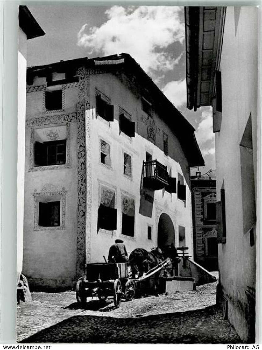 7545 Guarda Foto AK Daorpartie Haus Könz Pferdewagen - 39983634