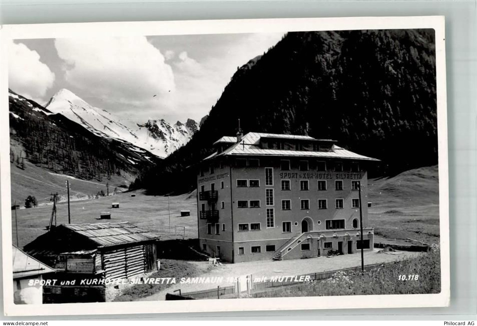 7563 Samnaun Dorf 1966 Foto AK Hotel Silvretta - 10748889