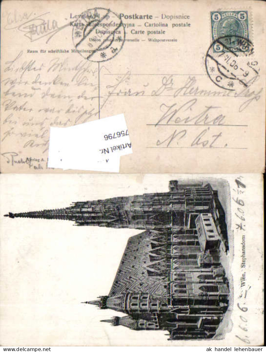 756796 Wien Stephansdom Bez. Wien 1909 Stp. Weitra