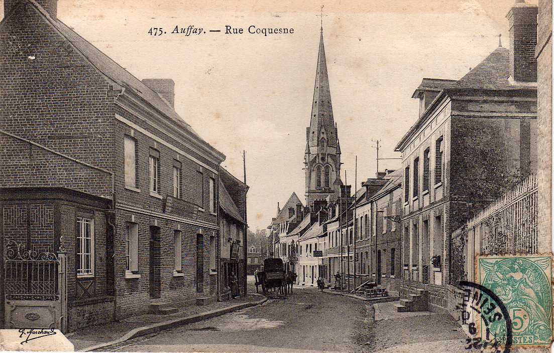 76 AUFFAY Rue Coquesne, animée, ed Marchand 475, 190?