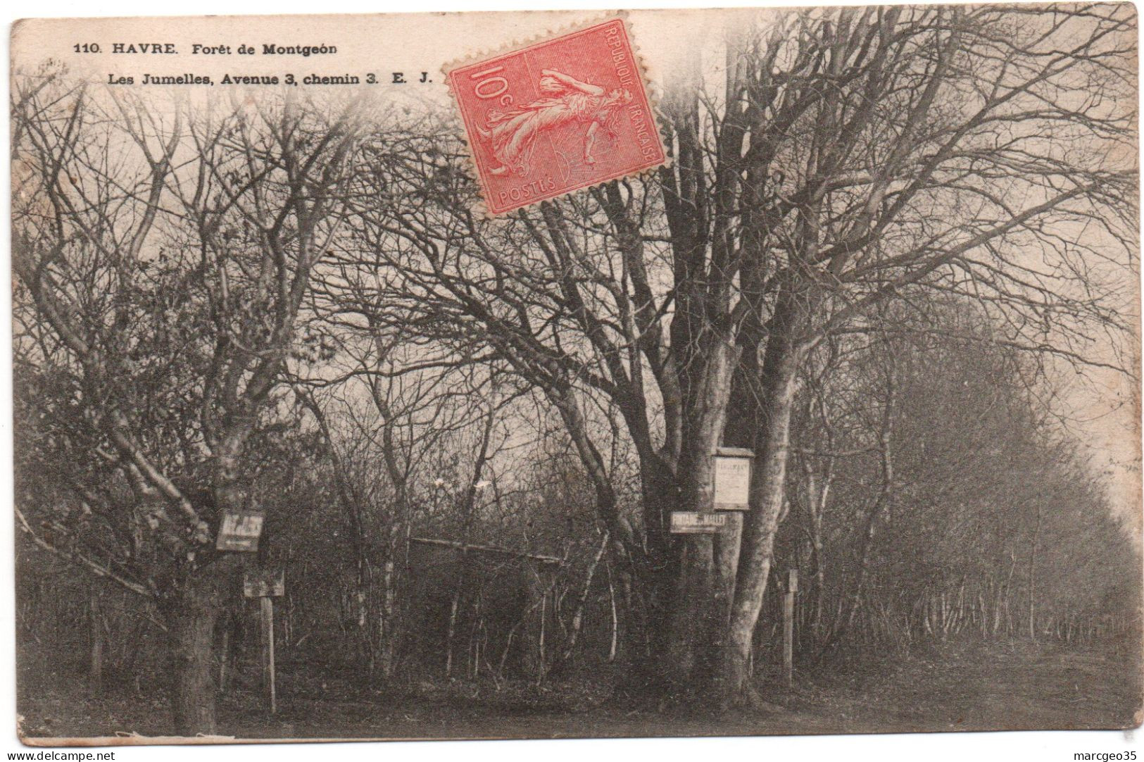 76 havre forêt de montgeon les jumelles avenue 3 chemin 3 édit. E.J. n° 110