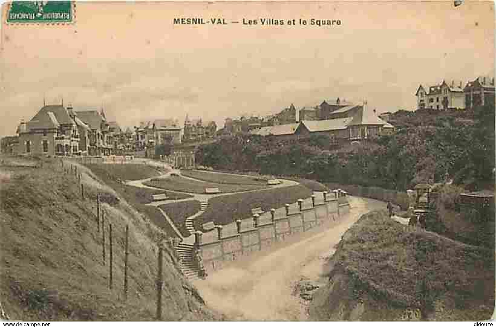 76 - Mesnil-Val - Les Villas et le Square - Oblitération ronde de 1910 - CPA - Voir Scans Recto-Verso