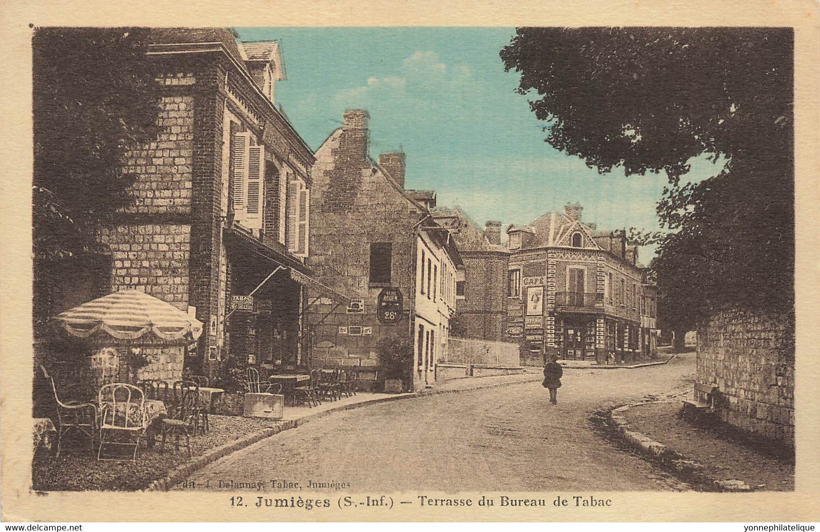 76 - SEINE MARITIME - JUMIÈGES - terrasse du bureau de tabac Delaunay -10559