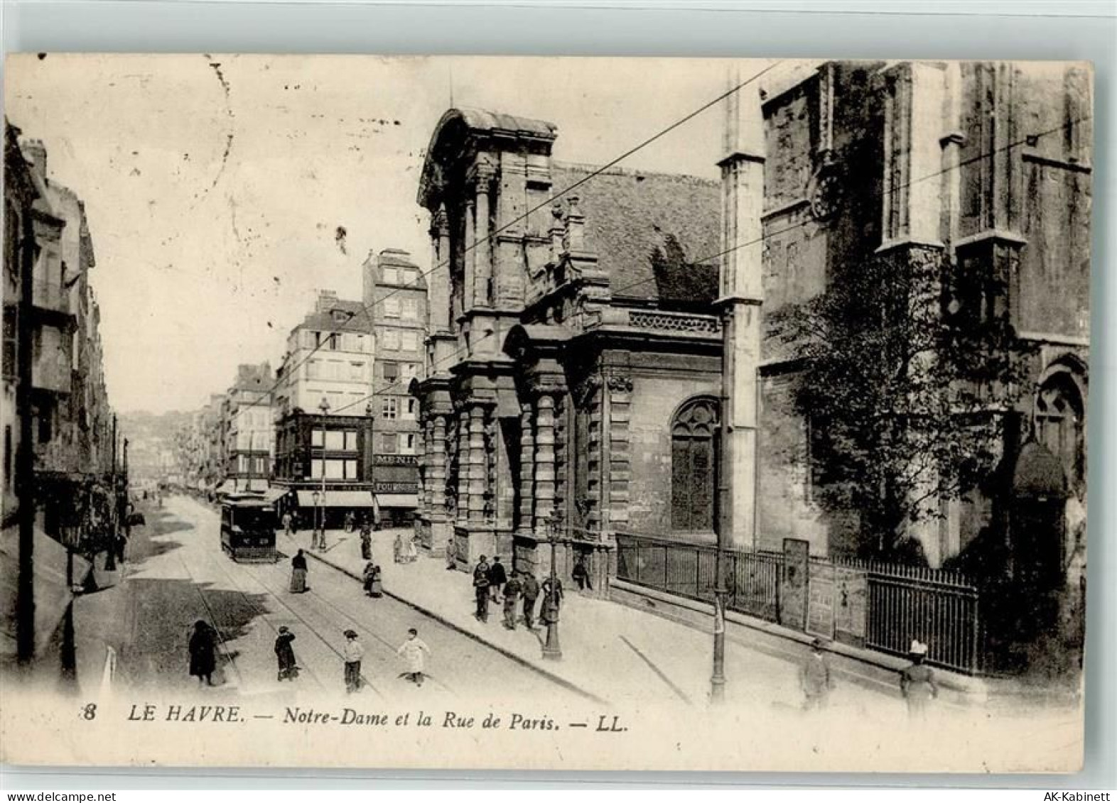 76600 Le Havre 1923 - Straßenbahn Kirche Notre Dame Rue de Paris - 39638784