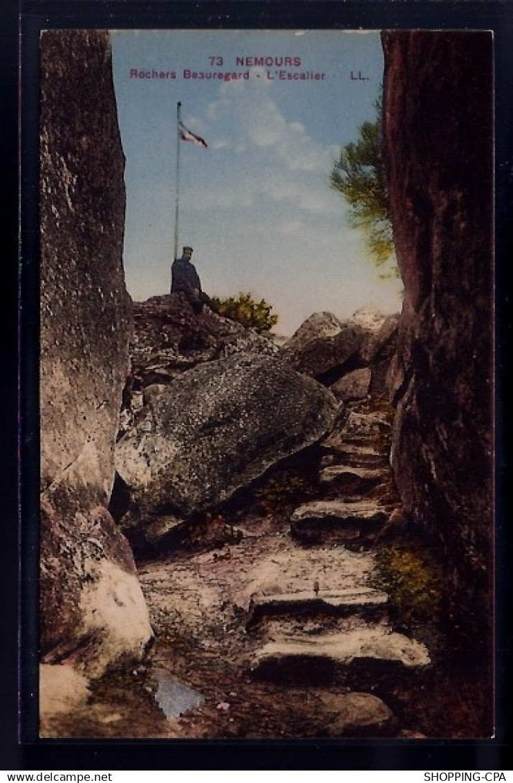77 - Nemours - Rochers Beauregard - l'escalier - Voyagé - Dos divisé