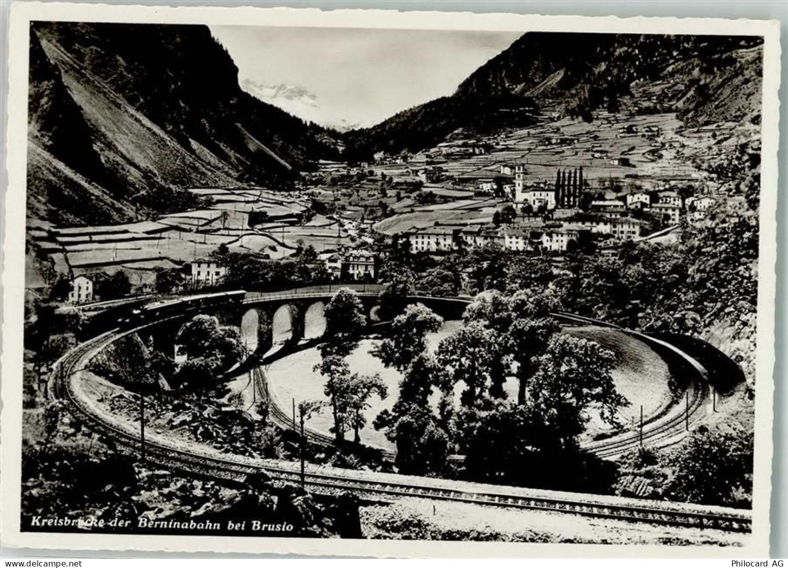 7743 Brusio Foto AK Kreisbrücke Berninabahn Eisenbahn - 10686688