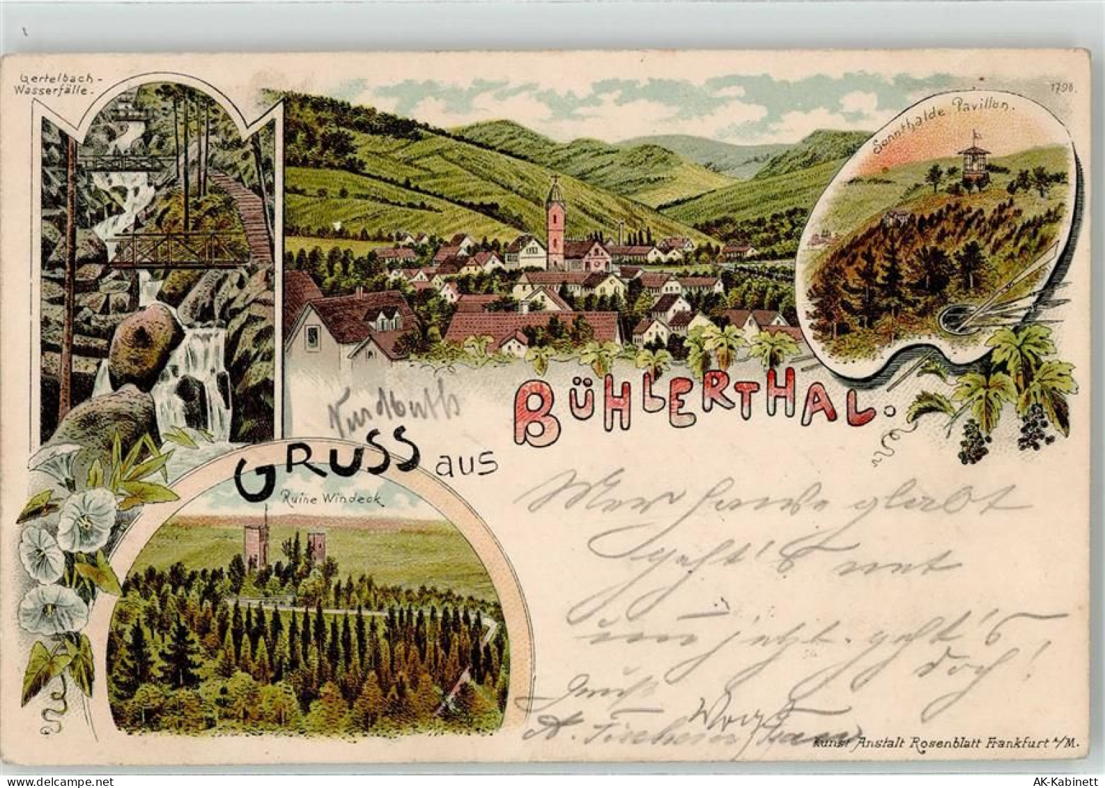 77830 W7582 Bühlertal 1897 - Gertelbach Wasserfälle Ruine Windeck Sonnth... - 52054597
