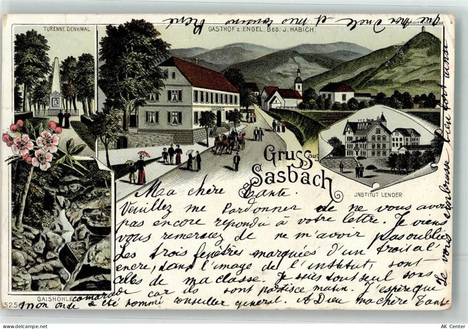77880 W7591 Sasbach b Achern, Baden 1901 Lithographie Institut Lender Ga... - 13625133