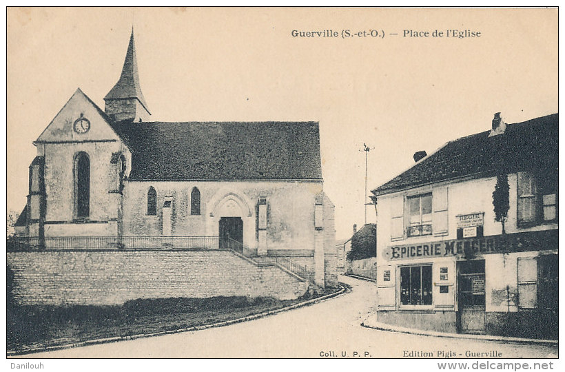 78 // GUERVILLE    place de l'église   édit Pigis,   EPICERIE MERCERIE