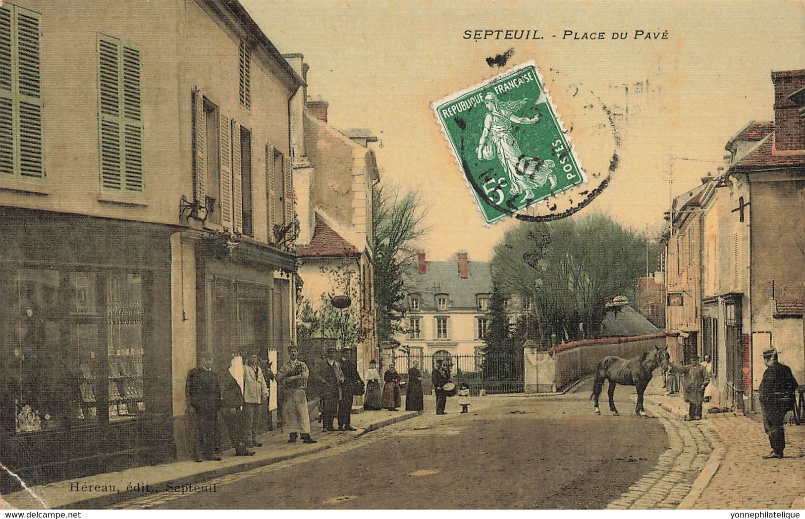 78 - YVELINES - SEPTEUIL - place du pavé - toilée colorisée - pliure coin inféreiur gauche  - 10949