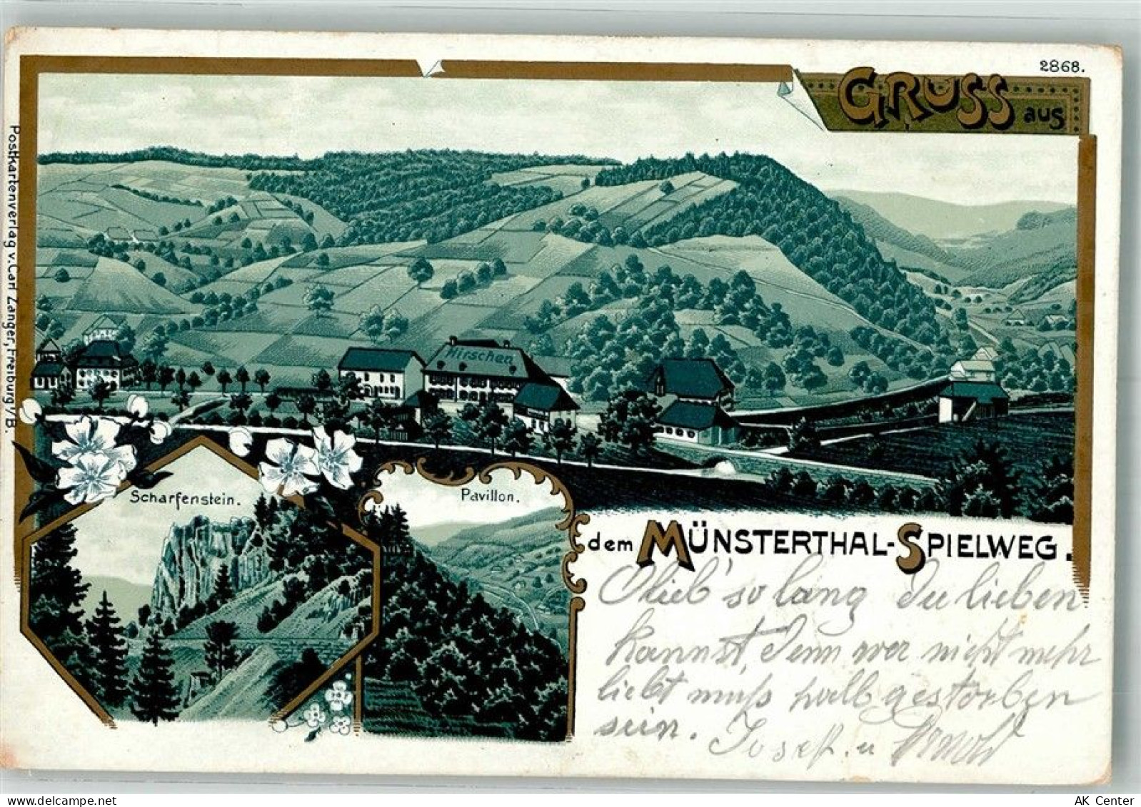 79244 W7816 Münstertal , Schwarzwald 1903 Lithographie Spielweg Gasthaus... - 13671470
