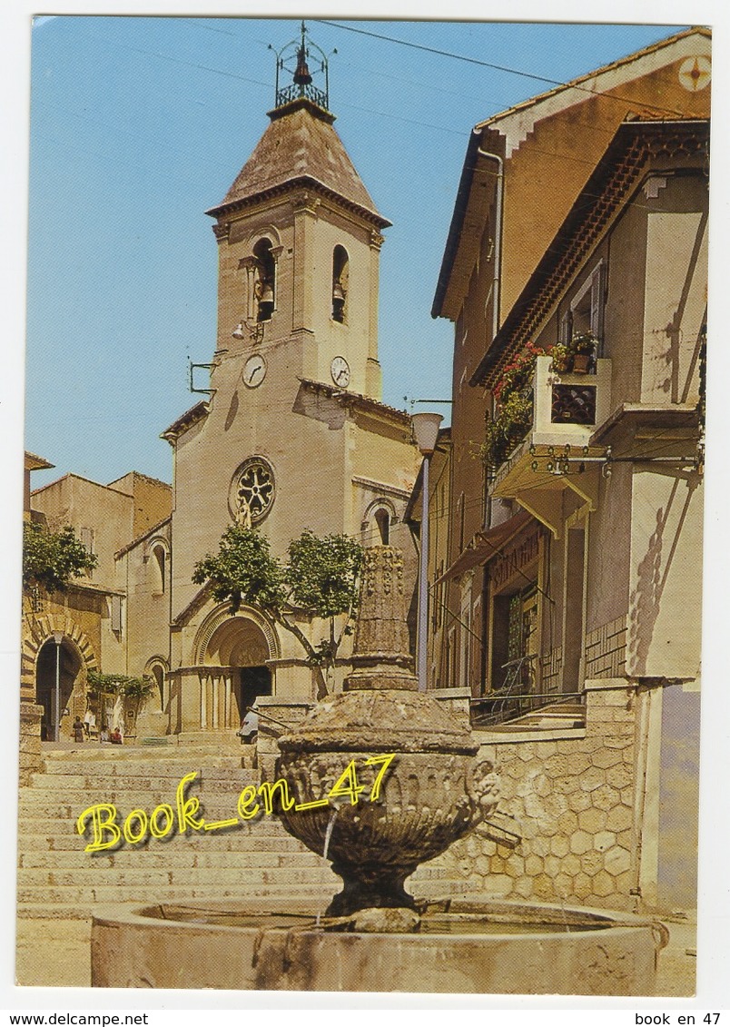 {79270} 84 Vaucluse Beaumes de Venise , La vieille Fontaine et l' Eglise. " en baisse "