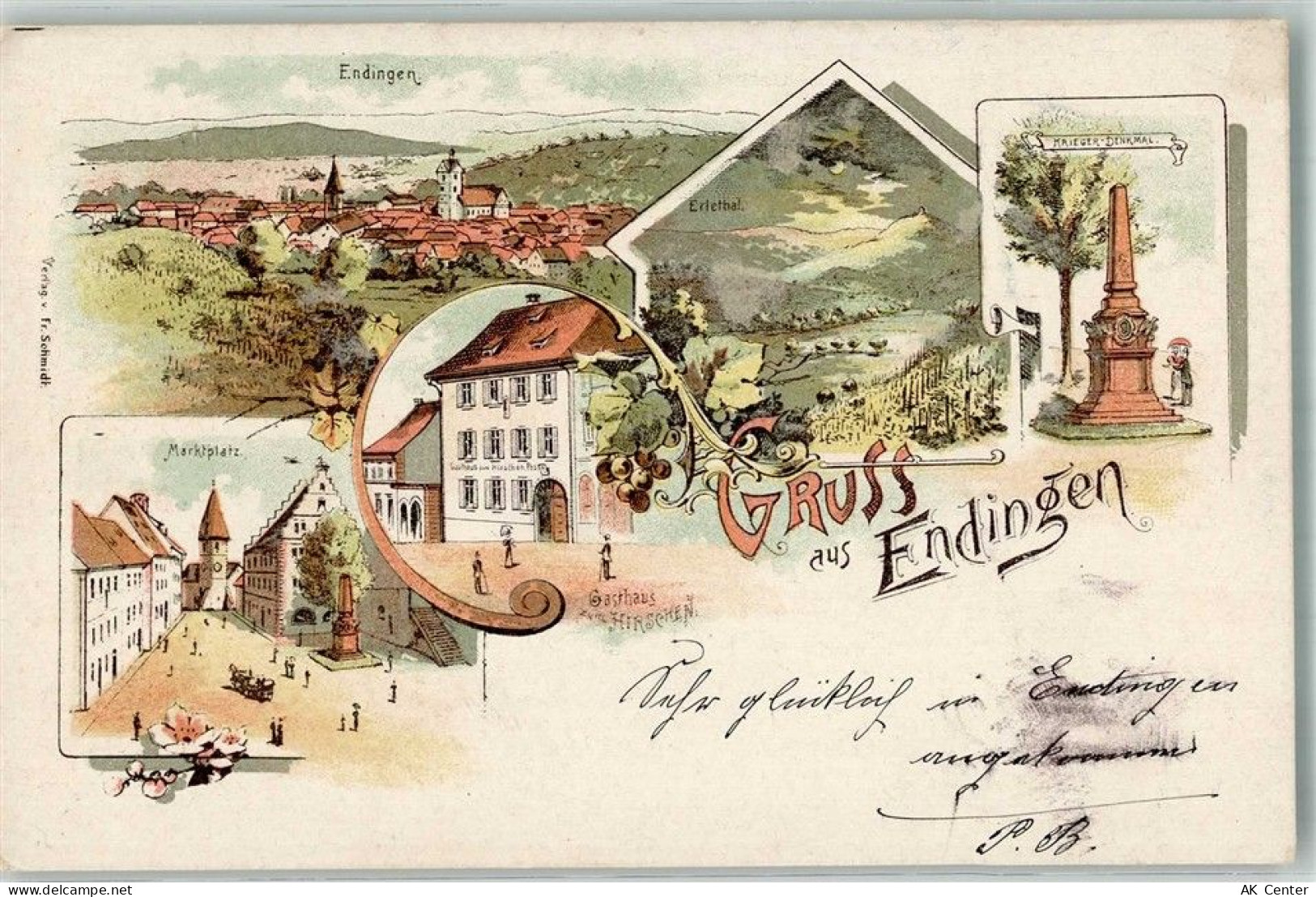 79346 W7833 Endingen am Kaiserstuhl Lithographie Gasthaus zum Hirschen M... - 13667903